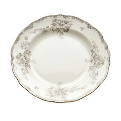 Oval white plate, delicate grey floral pattern
