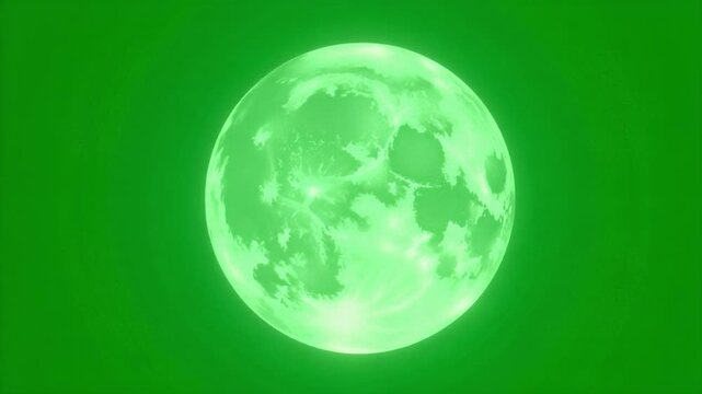 Full Moon Glowing Softly on Green Screen Background &ndash; 4K Night Sky Element

