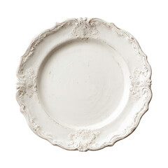 Ornate, off-white plate with detailed carvings