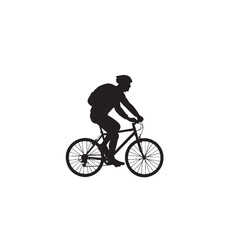 Naklejka premium Bicycle Rider Silhouette on White Background – Vector Illustration for Symbolic Motion, Outdoor Freedom, and Active Lifestyle Concepts
