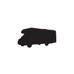 Camper Van Silhouette on White Background – Vector Illustration for Symbolic Travel, Roadside Freedom, and Nature-Inspired Exploration Concepts