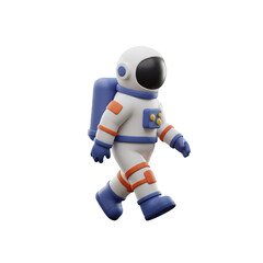 Fototapeta premium A cute astronaut character in a spacesuit walks confidently on a cosmic exploration mission.