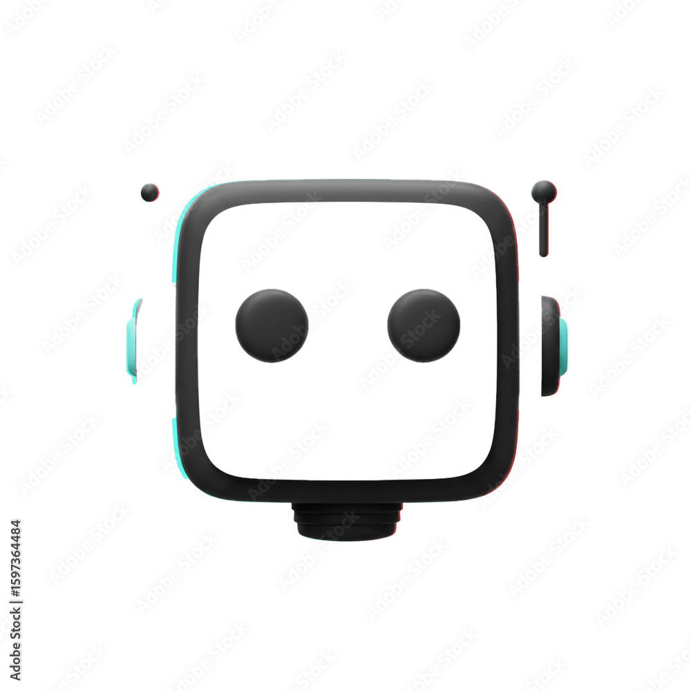 Poster a futuristic robot head with a modern chromatic aberration effect, symbolizing artificial intelligen