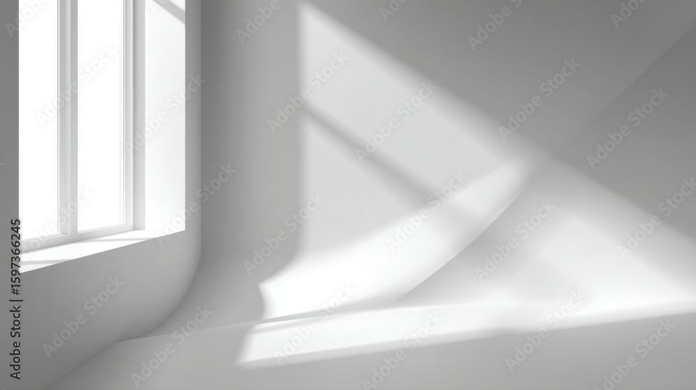 Aufkleber soft shadows create interesting patterns on a clean white wall in a minimalistic room. natural light
