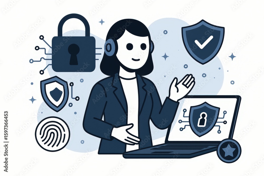 Poster expert digital security consultant showcasing innovative cybersecurity strategies through engaging v