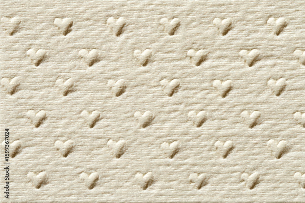 Poster textured paper background featuring delicate three-dimensional heart patterns conveying feelings of 