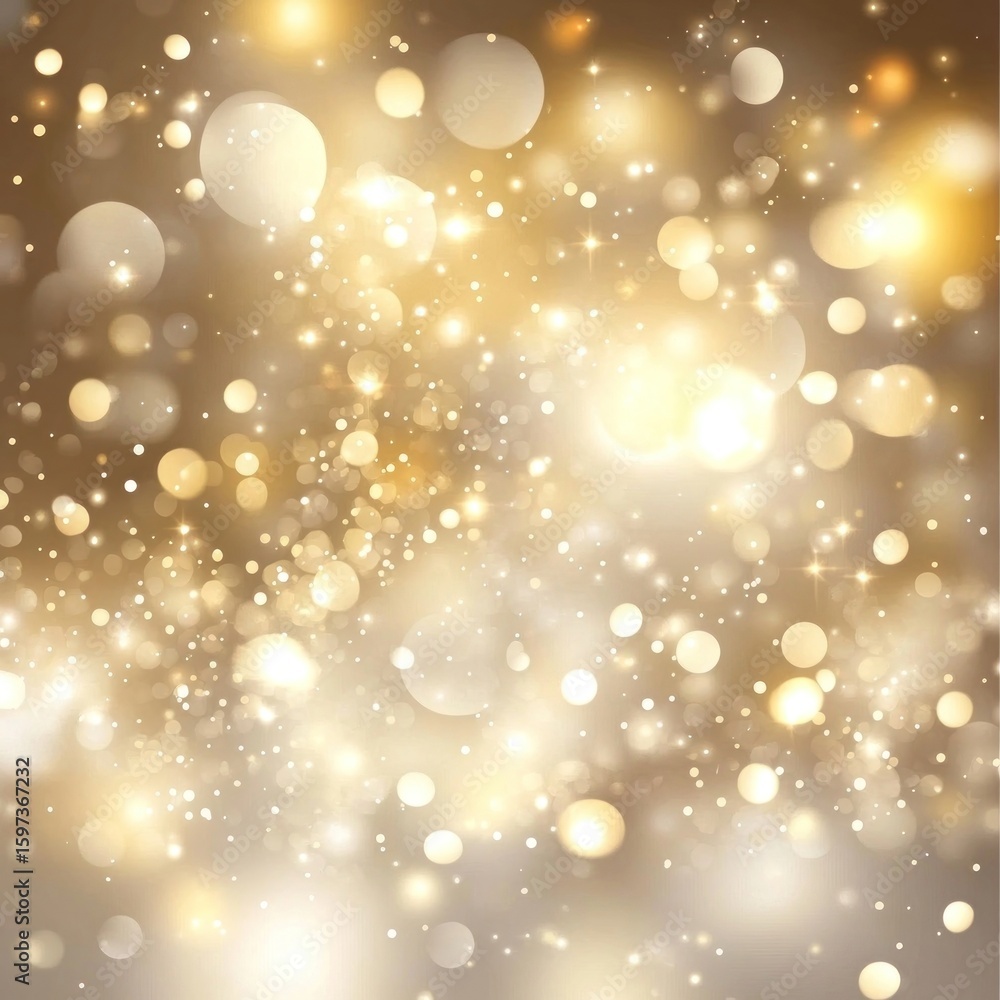Poster abstract blurred background with bokeh lights in beige and gold colors abstract effect celebration.