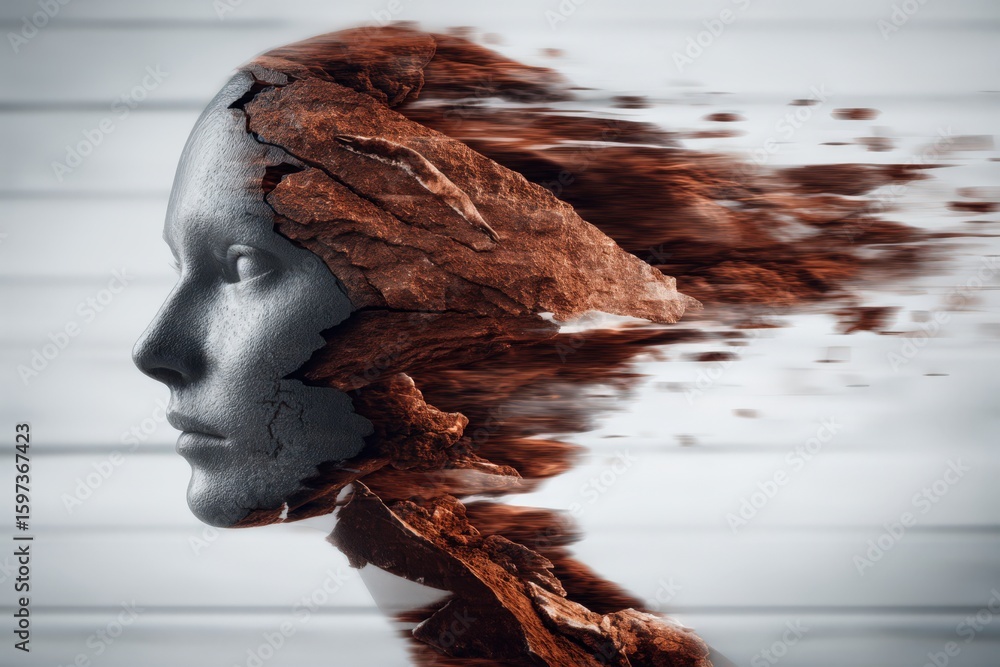 Poster exploring the intersection of identity and nature in a surreal portrait captured with striking detai