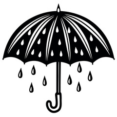  Rain drops and a tiny umbrella vector illustration.