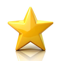 Obraz premium A shiny, glossy yellow star shape with a clean design, isolated on white isolated on transparent background