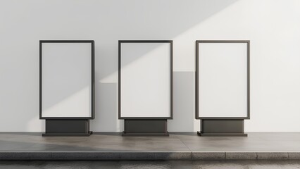 Blank advertising billboard frame on an empty room wall, perfect for interior design, art exhibition, or office space