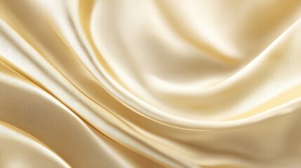 Obraz premium Soft, luxurious golden fabric flows smoothly, showcasing delicate curves and subtle shine. The warm tones create an inviting atmosphere for various design applications.