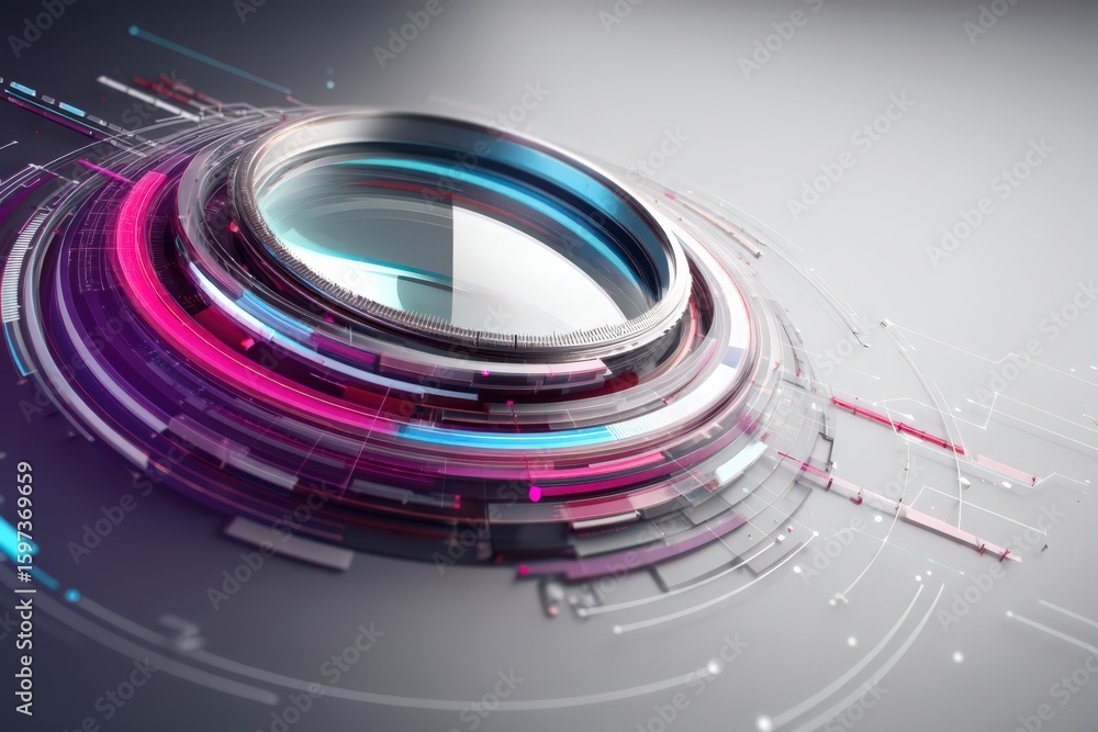 Poster innovative digital abstraction portraying a dynamic interplay of technology and design featuring lay