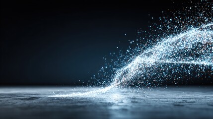 Naklejka premium Sparkling particles cascading on a dark surface.