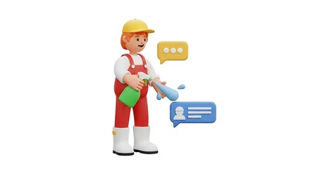 Cartoon Character Cleans Messages with Spray