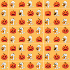 seamless pattern with funny monsters halowen