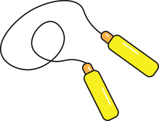 Bright Yellow Jump Rope Vector Illustration with Simple Outline Style for Fitness Equipment Icons and Sport Activity Designs