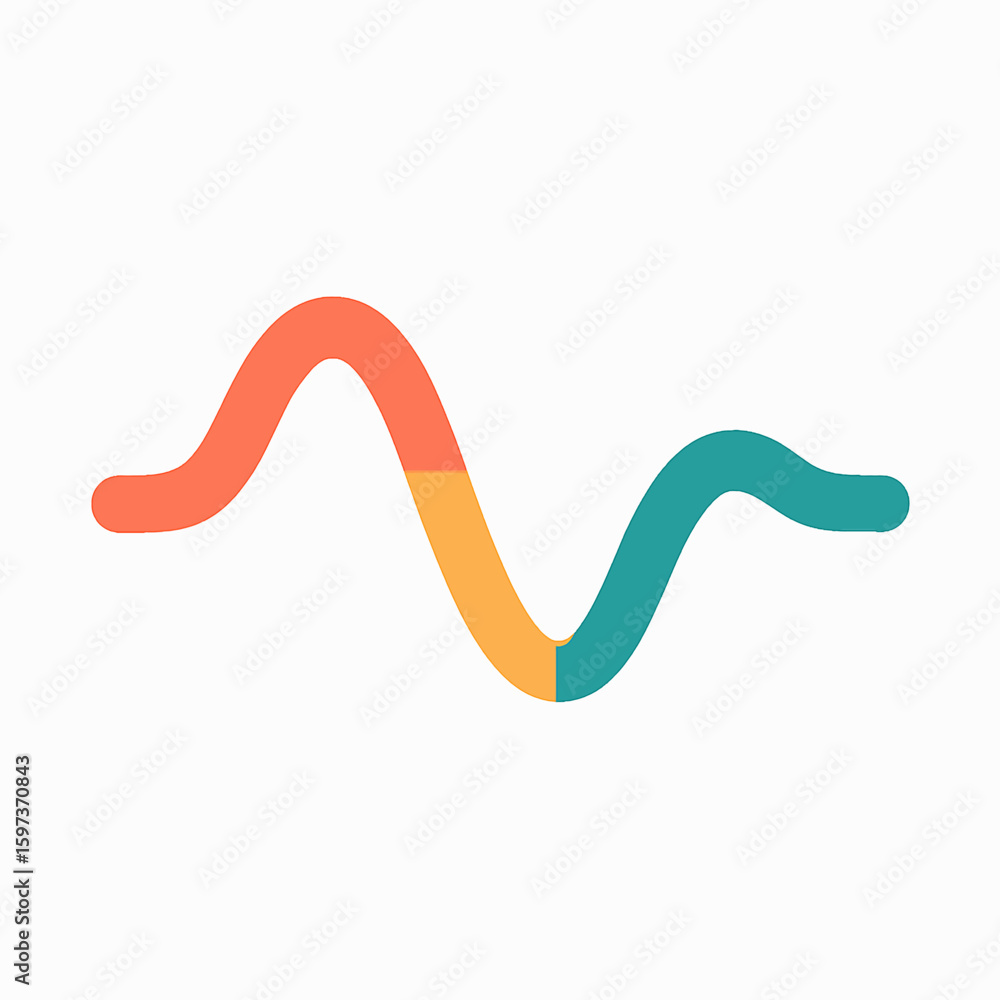 Poster abstract wave line graph with orange yellow and teal colors representing data trends