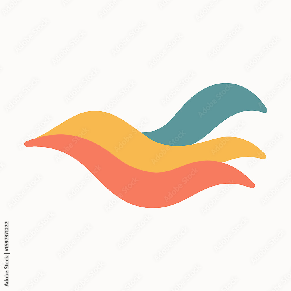 Poster abstract flowing colorful waves creating a modern organic design element for backgrounds