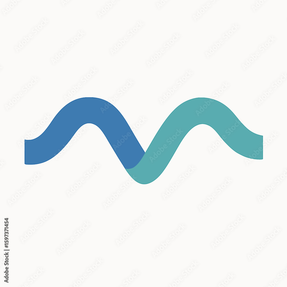 Aufkleber abstract flowing wavy lines in blue and teal colors creating a modern graphic design element
