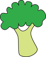Cute Vector Illustration of Broccoli in Flat Cartoon Style for Healthy Food, Nutrition Education, and Organic Diet Design