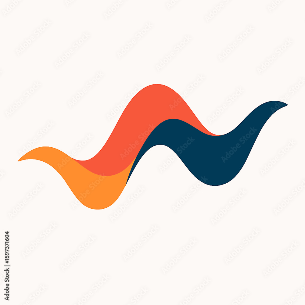 Aufkleber abstract wavy lines with orange and blue colors forming a dynamic curve