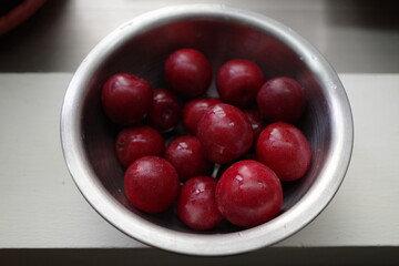 red plum fresh closed up high quality