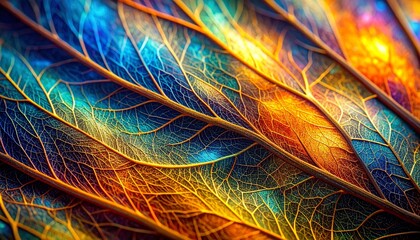 Colorful Leaf Veins Illuminated