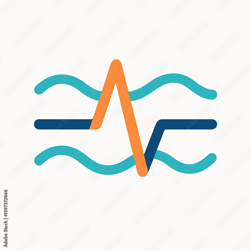 Poster abstract line graph with wave pattern and peak representing growth and data analysis