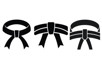 Judo Belt Silhouette Icon – Martial Arts Symbol Vector Illustration