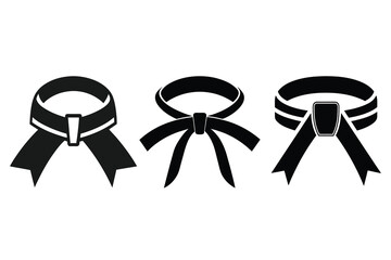 Judo Belt Silhouette Icon – Martial Arts Symbol Vector Illustration