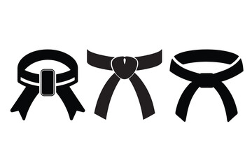 Judo Belt Silhouette Icon – Martial Arts Symbol Vector Illustration