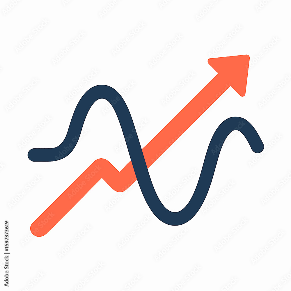 Poster abstract data analysis with upward trending arrow and wavy line charts