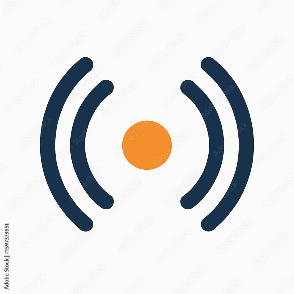 Poster wireless signal waves emanating from a central orange circle, representing communication and connect