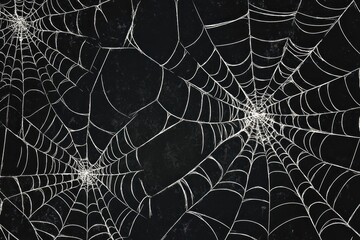 Naklejka na ściany i meble Vector graphics depicting spider webs on a black background white invertebrate illustration.