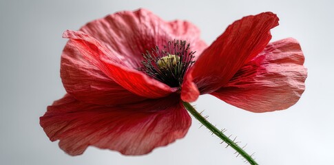 Closeup View Of Red Poppy Flower