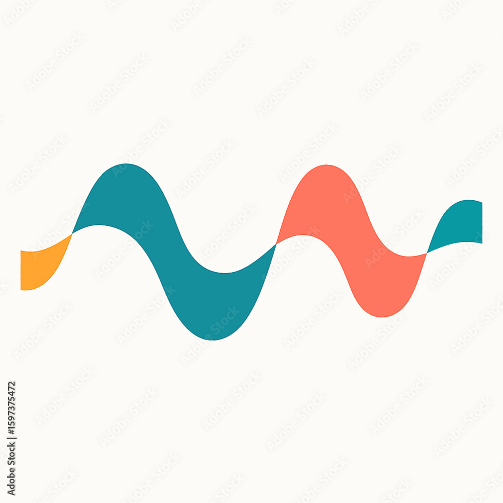 Poster abstract wavy line with colorful segments representing data flow or sound waves