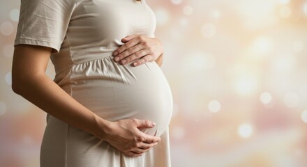 Expectant motherhood glow with gentle pastel background for maternity celebration