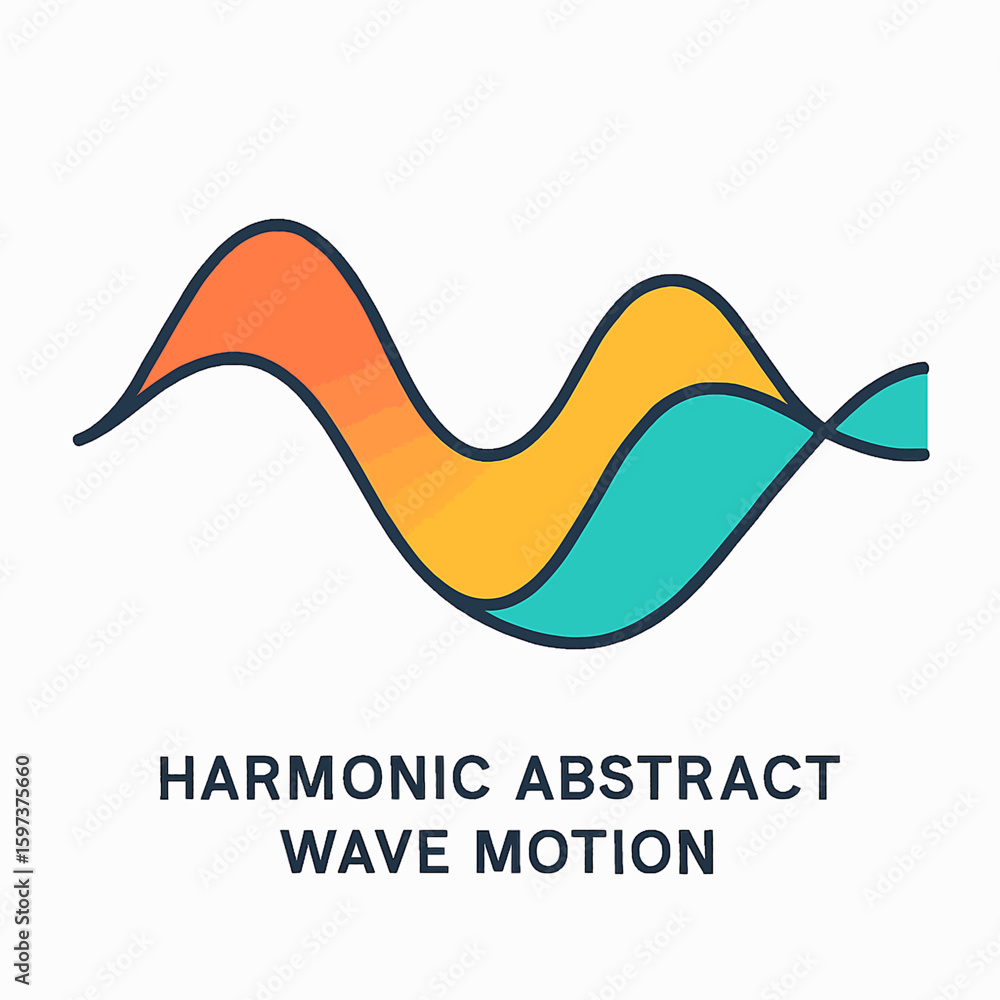 Poster vibrant abstract wavy lines in motion with gradient colors and outline