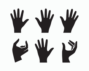 Fototapeta premium Hand vector silhouette, detailed hand gestures, positions, signs. Ideal arm, hands for illustrations, logos, icons. High quality graphics showcasing human interaction, expression
