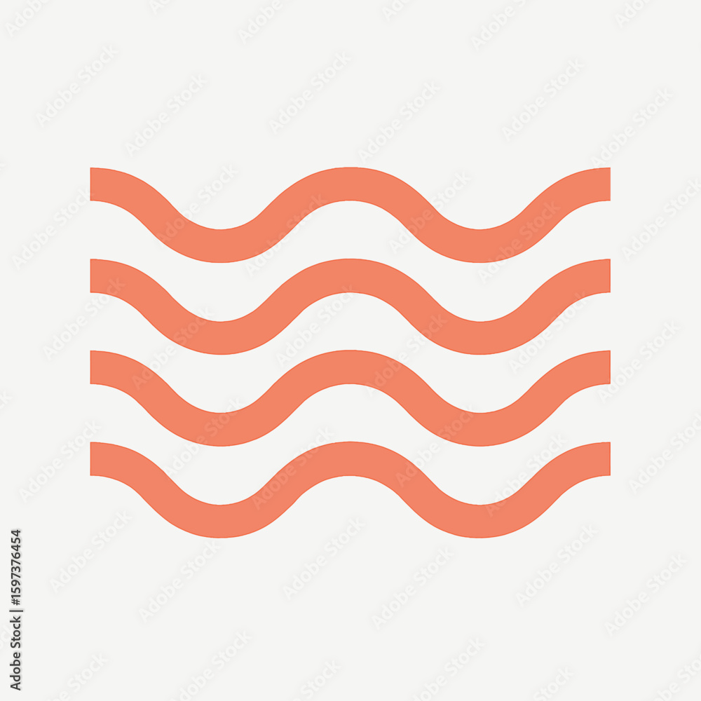 Aufkleber coral waves pattern abstract simple design modern graphic element