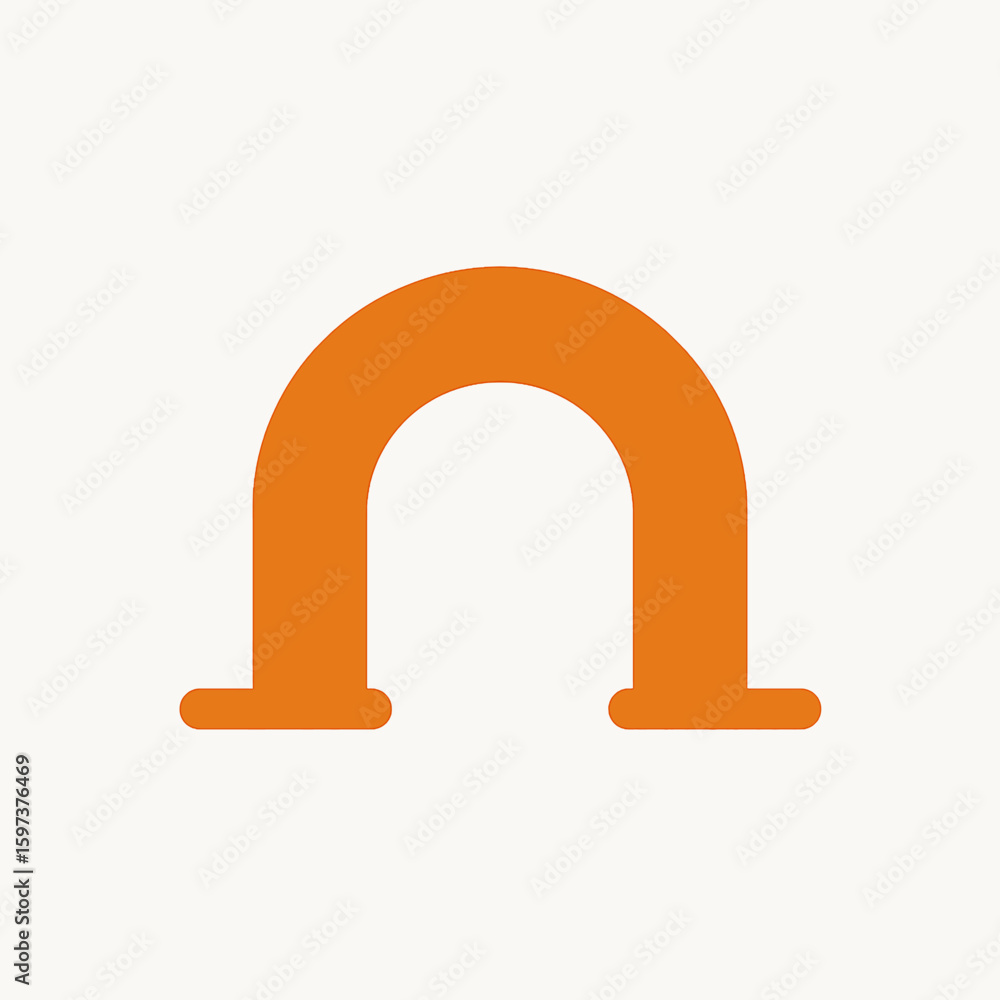 Poster simple orange archway shape with rounded corners on a plain background