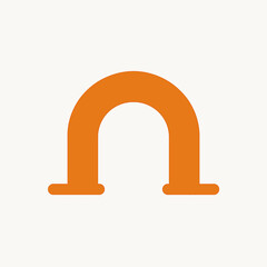 Simple orange archway shape with rounded corners on a plain background
