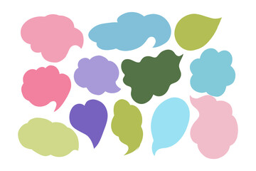 Set of irregular text box in blob shapes or clouds