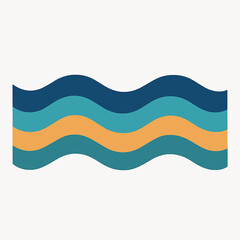 Abstract wavy lines in shades of blue, teal and orange create a modern minimalist pattern