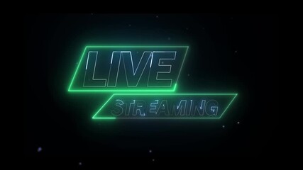 Futuristic neon live stream presentation animation perfect for gaming esports and social media. Modern technology digital event opener with glowing neon text for twitch youtube gamer streams.