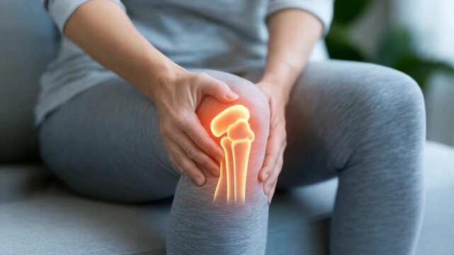 Knee pain joint pain leg pain bone human body arthritis inflammation healthcare medical anatomy person sitting discomfort injury treatment adult casual clothing indoors close up female gray pants
