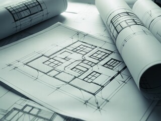 Architectural blueprints and sketches architectural drawing