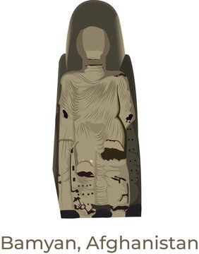 Bamyan Buddha | Afghan Cultural Heritage/ Vector Illustartion