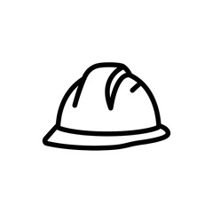 Fototapeta premium Simple black outline drawing of a hard hat.